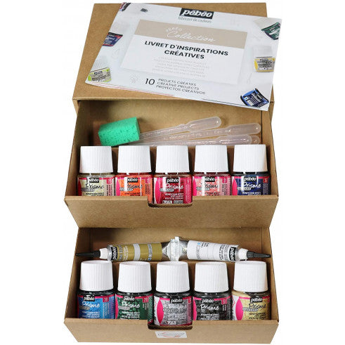 Pebeo Fantasy Prisme Collection Box 10 Colors || الوان عالم الفانتازيا من بيبيو 10 لون مع الادوات