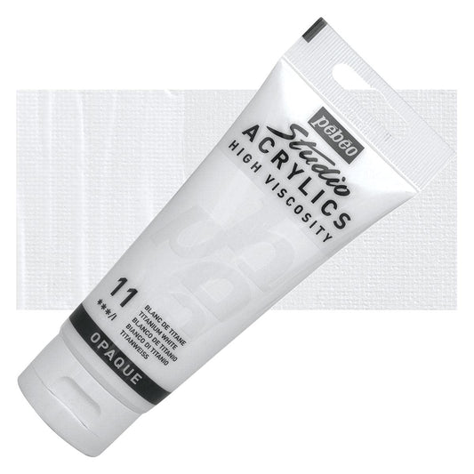 Pebeo Studio Acrylics High Viscosity 100 ml Titanium White || الوان بيبيو اكريليك 100 مل لون ابيض تيتانيوم