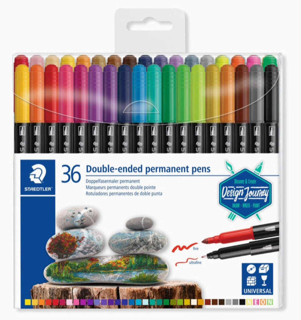 Staedtler 36 Double Ended Permanent Pens || أقلام ثابتة ثنائية الرأس عدد ٣٦ ماركة ستيدلر