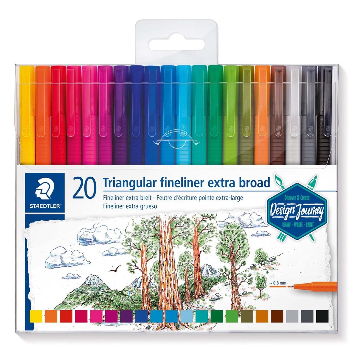 STAEDTLER triplus Broadliner "Design Journey" case of 20 || اقلام حبر مثلثه ضعيفه ستدلر 20 لون