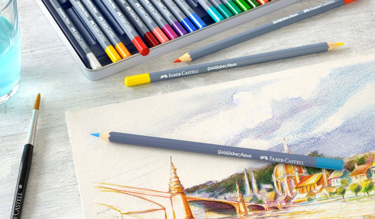 Faber Castell Goldfaber Aqua Watercolour Pencil Set of 12 || الوان خشبية فيبر كاستل قولد فيبر اكوا مائيه