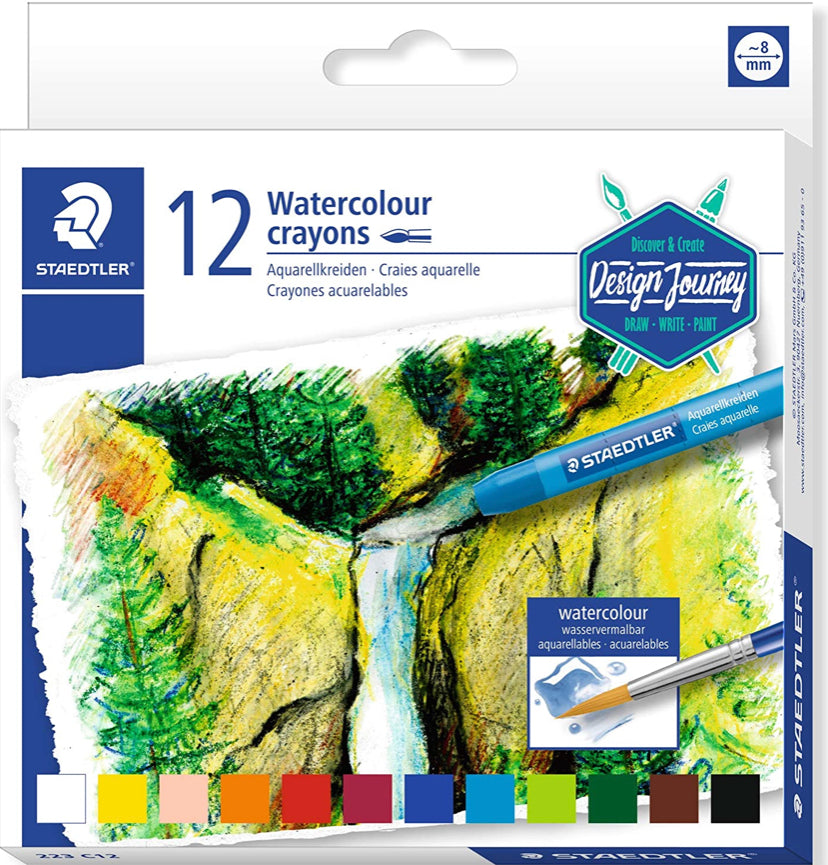 Staedtler 12 Watercolor Crayons || أقلام تلوين شمعية مائية عدد ١٢ ماركة ستيدلر