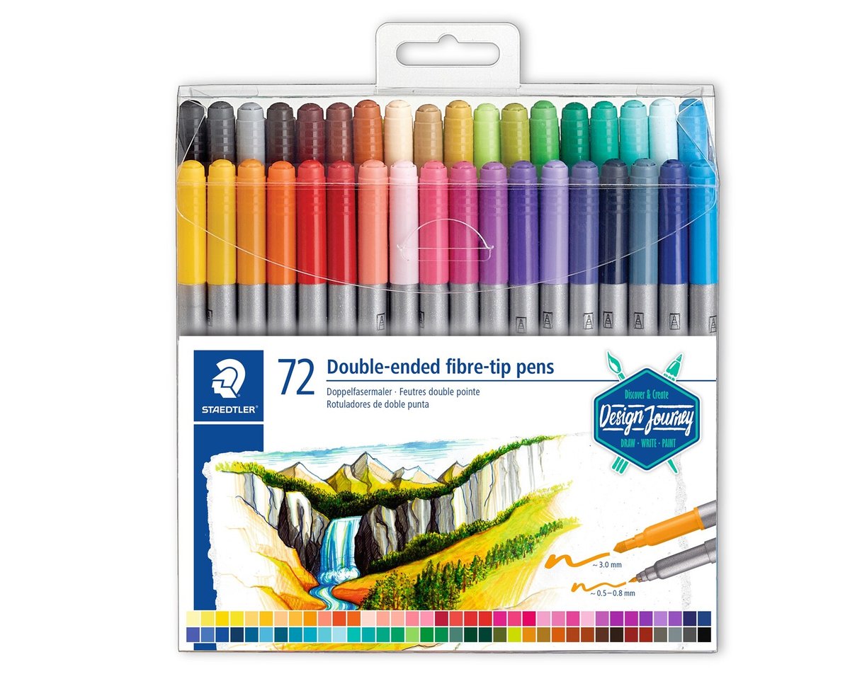 Staedtler 72 double ended fibre-tip pens || اقلام تلوين فايبر تب ثنائية الرأس عدد ٧٢ ماركة ستيدلر