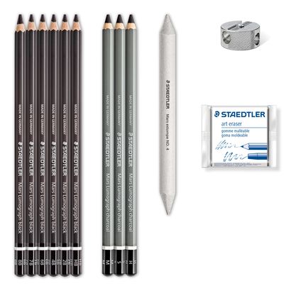 Staedtler Charcoal Set of 12 Pcs || مجموعة ستدلر اقلام فحم 12 قطعة