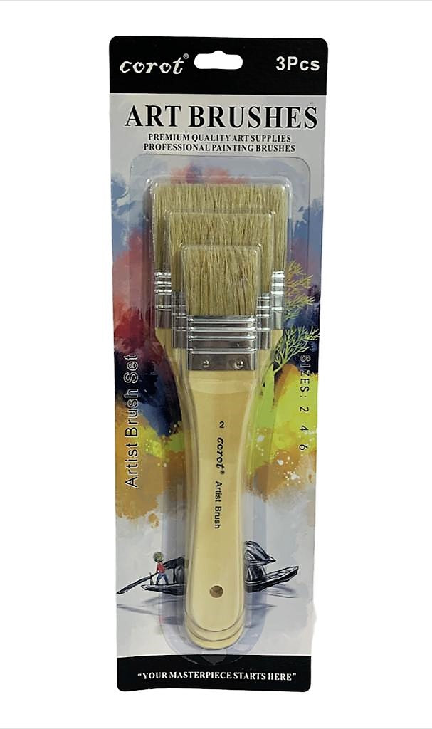 Corot Art Brushes 3 Pcs || فرش فنيه كوروت 3 قياسات