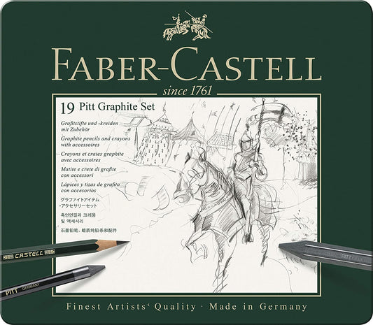 Faber Castel 19 Piece Pitt Graphite Tin Set || اقلام سكيتش فيبر كاستل 19 قطعه