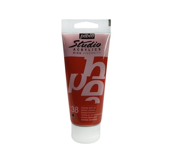 Pebeo Studio Acrylics High Viscosity 100 ml Burnt Sienna || الوان بيبيو اكريليك 100 مل لون سيانا محروق