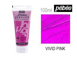 Pebeo Studio Acrylics High Viscosity 100 ml Vivid Pink || الوان بيبيو اكريليك 100 مل لون وردي