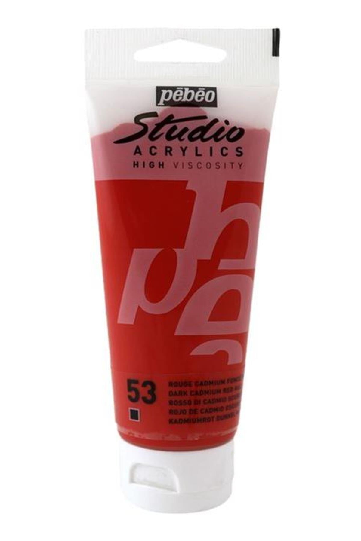 Pebeo Studio Acrylics High Viscosity 100 ml Dark Cadmium Red || الوان بيبيو اكريليك 100 مل احمر كادميوم غامض