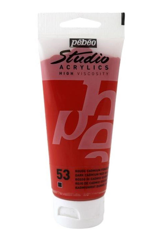 Pebeo Studio Acrylics High Viscosity 100 ml Dark Cadmium Red || الوان بيبيو اكريليك 100 مل احمر كادميوم غامض