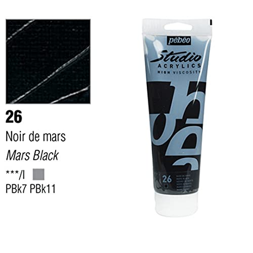 Pebeo Studio Acrylics High Viscosity 100 ml Black Mars || الوان بيبيو اكريليك 100 مل لون اسود