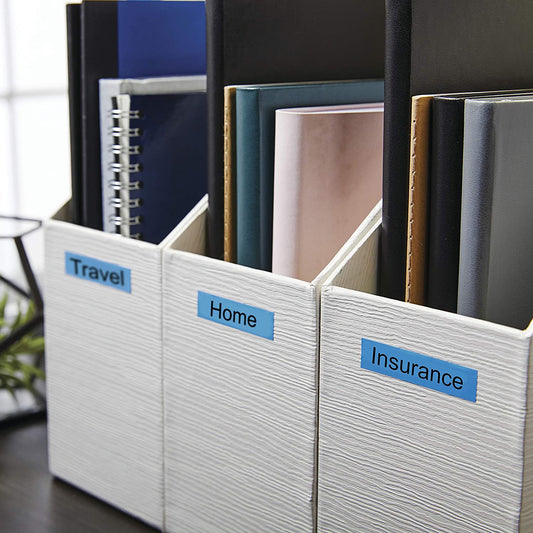 DYMO Labels for Label Machine 1/2 inch black on blue || ليبلات دايمو خاصه لماكينه الملصقات 1/2 انش خط اسود علي ليبل ازرق