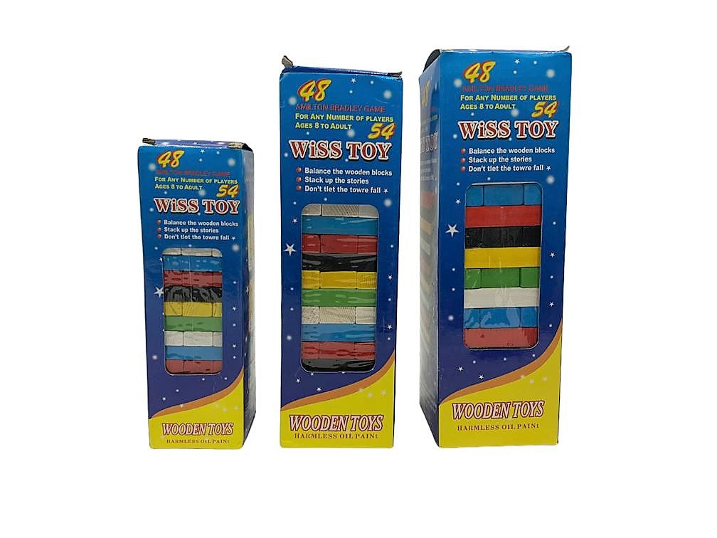 Wooden Wiss Toy Colored Blocks || لعبة ويس توي ملونه الحفاظ علي توازن البرج الخشبي