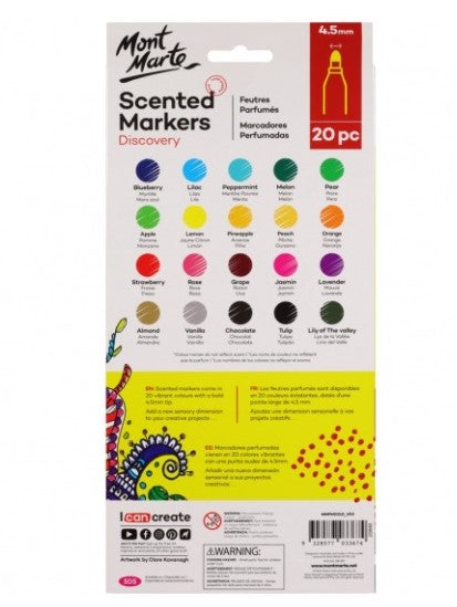 Mont Marte Discovery Scented Markers 20 Colors || الوان ماركر معطره ديسكفري ماركة مونت مارت