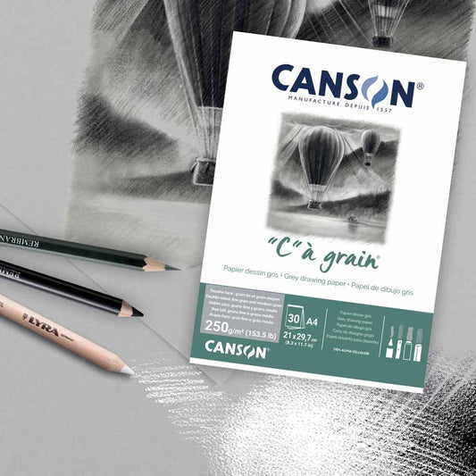 Canson ® "C" à grain® Drawing Paper 250 gm A4 Gray || A4 كراسة رسم كانسون 250 جم رمادي حجم