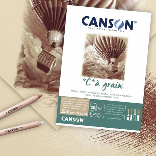Canson ® "C" à grain® Drawing Paper 250 gm A4 Tan || كراسة رسم ورق كرافت بني كانسون 250 جم تان حجم اي فور