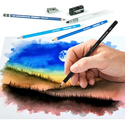 Staedtler Watercolor Set || مجموعة الوان ستدلر خشبيه مائيه 18 قطعه