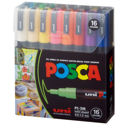 Posca Markers 16 Colors PC 3M (0.9 -1.3 mm)|| بوسكا 16 لون راس متوسط