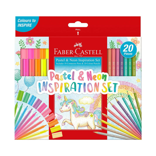 Faber Castell Pastel and Neon Set 20 Pcs || مجموعه فيبر كاستل الوان خشبية و شينية نيون و باستيل