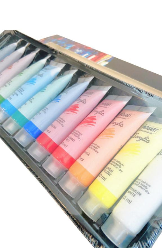 Mogart Acrylic Colors Set 12 Colors 22 ml || مجموعة الوان اكريليك موق ارت ١٢ لون حجم ٢٢ مل