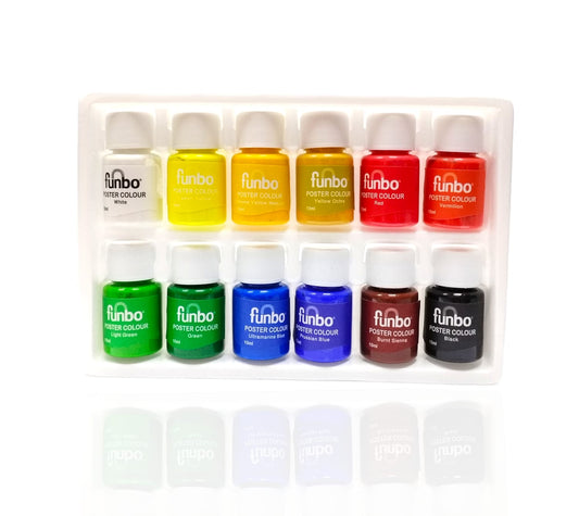 Funbo Student Poster Color 10 Color Set || طقم الوان بوستر فنبو عدد ١٠ لون حجم ١٥ مل