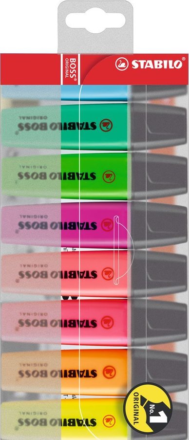 Stabilo Highlighters 8 Colors || اقلام فسفورية ٨ الوان مقاومة للجفاف