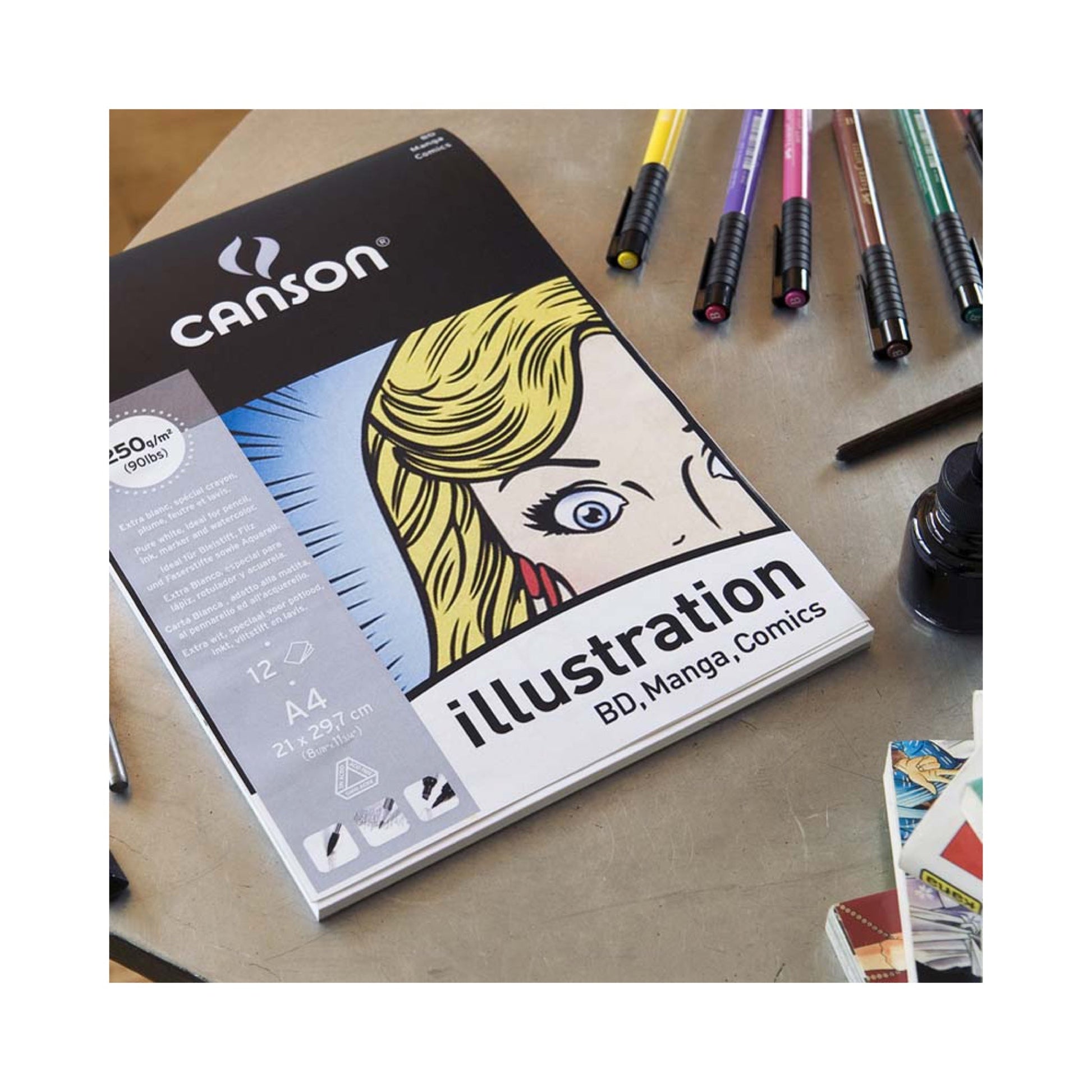 Canson ® Illustration 250 gm || دفتر رسم كانسون ابيض للمانقا 250 جرام