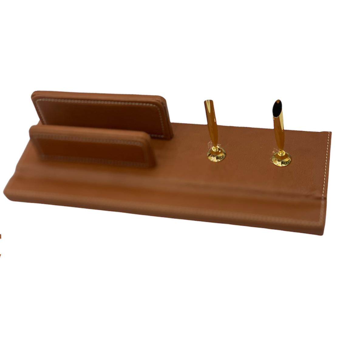 A&T Leather Desk Set || طقم مكتب جلد فاخر ٧ قطع لون بني