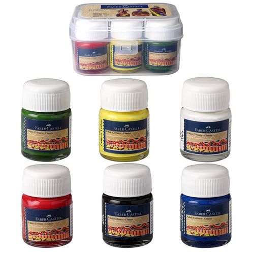 Faber Castell Fabric and Acrylic Set 6 Colors || الوان اكريليك فيبر كاستل للقماش ٦ لون