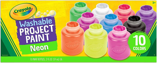 Crayola Washable Project Paint 10 Color Neon Colors || الوان كرايولا 10 لون قابله للغسل الوان نيون
