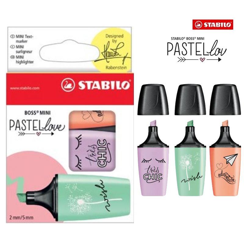 Stabilo Mini Pastel Text Marker 3 Pack || باكيت الوان باستيل فسفوري ٣ لون
