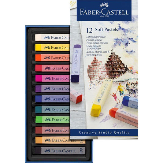 Faber Castell Soft Pastels 12 Colors || الوان سوفت باستيل فيبر كاستل ١٢ لون