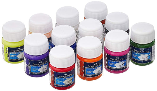 Faber Castell Fabric and Acrylic Set 12 Colors || الوان اكريليك قماش فيبر كاستل 12 لون