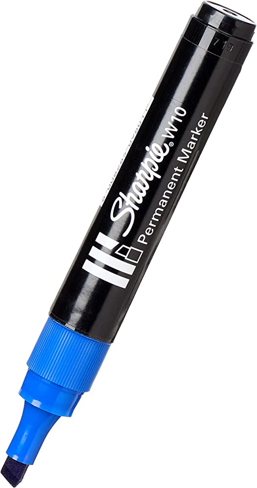 Sharpie W10 Blue Permanent Marker Chisel Tip || قلم ثابت شاربي لون ازرق راس مشطوف