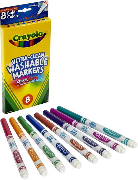 Crayola Ultra Clean Washable Markers 8 Colors || الوان كرايولا قابله للغسل ٨ لون