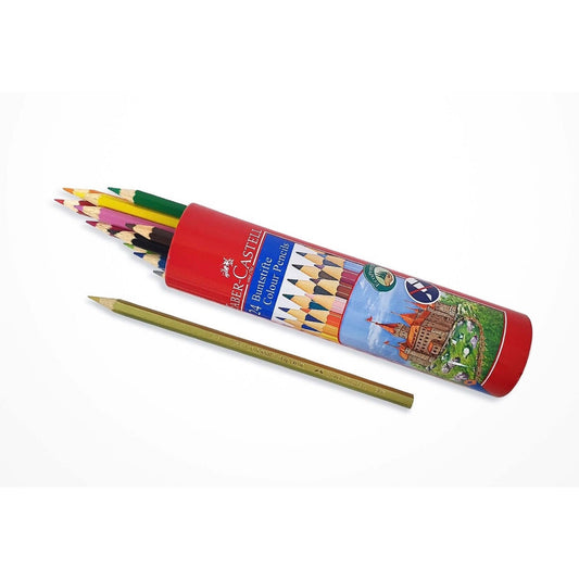 Faber Castell Colored Pencils Cylinder Case 24 Colors || الوان خشبية فيبر كاستل ٢٤ لون بعلبه اسطوانية حديد⁩