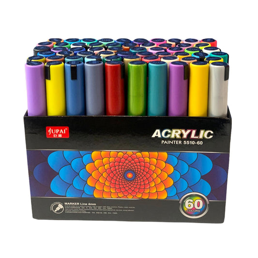 Jubai Acrylic Marker Line 4mm 60 color || اقلام اكريلك ماركر 4مم 60 لون
