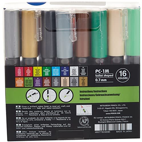 Posca Pc-1M Bullet Shaped 0.7 mm 16 Colors || الوان بوسكا ١٦ لون راس ضعيف