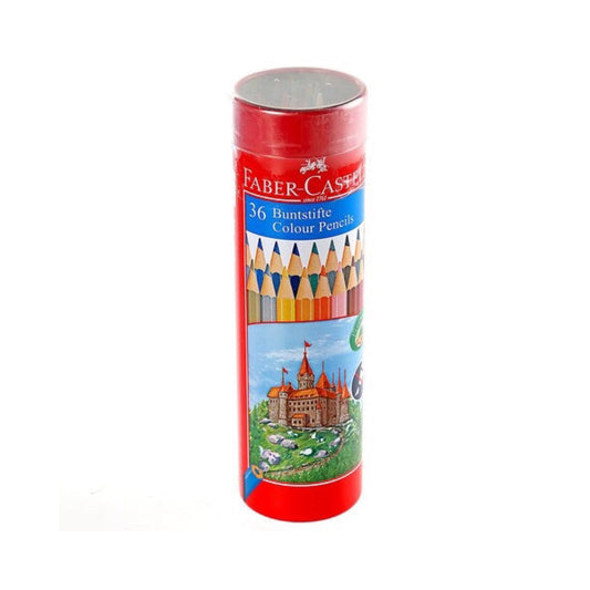 Faber Castell Colored Pencils Cylinder Case 36 Colors  || الوان خشبيه فيبر كاستل علبه مدوره حديد⁩ ٣٦ لون