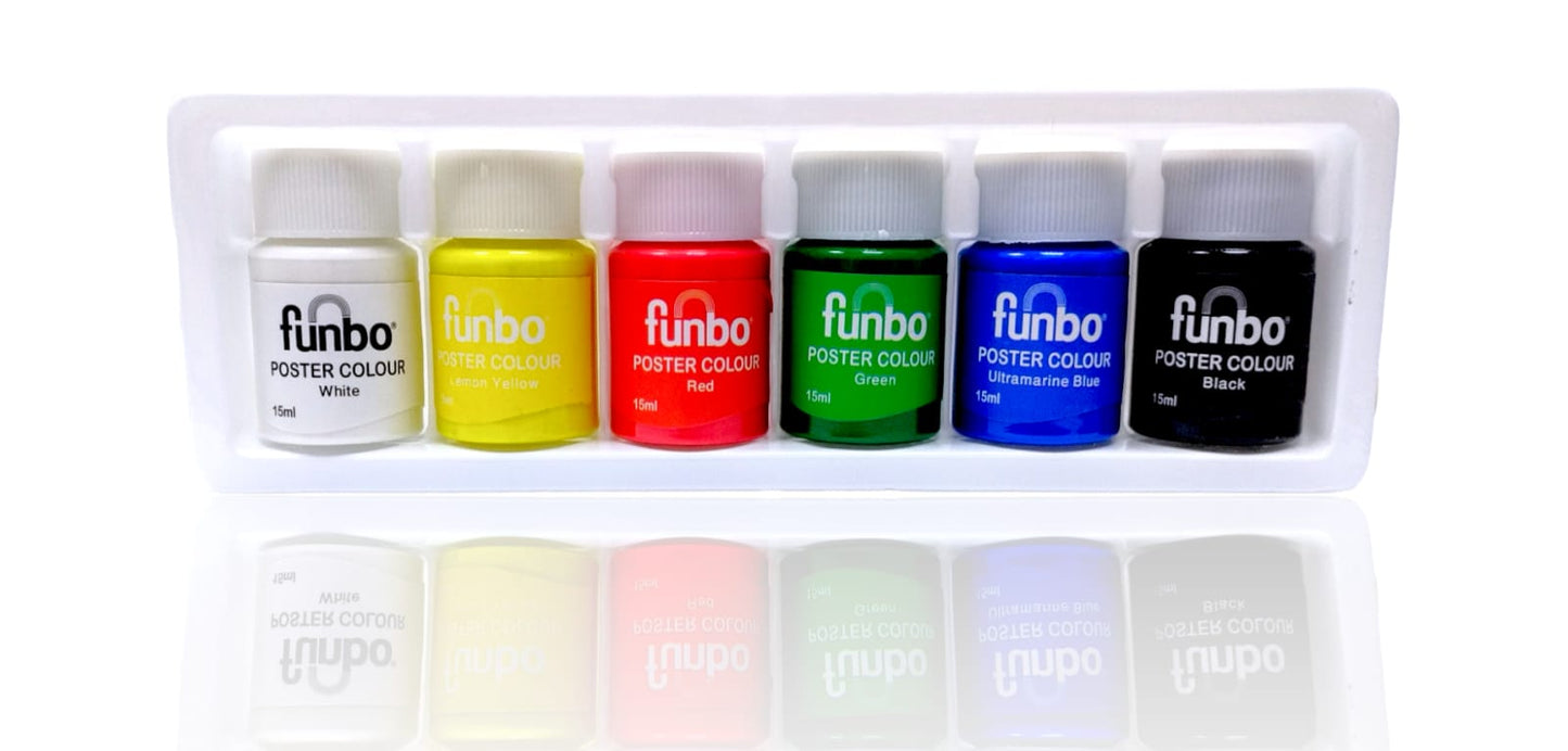 Funbo Student Poster Color 6 Color Set || طقم الوان بوستر فنبو عدد ٨ لون حجم ١٥ مل