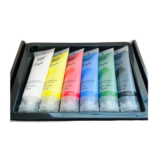 Mogart Acrylic Color Set 6 || الوان اكريليك موق ارت ٦ لون حجم ٧٥ مل