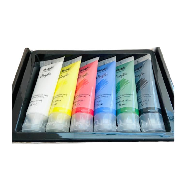 Mogart Acrylic Color Set 6 || الوان اكريليك موق ارت ٦ لون حجم ٧٥ مل