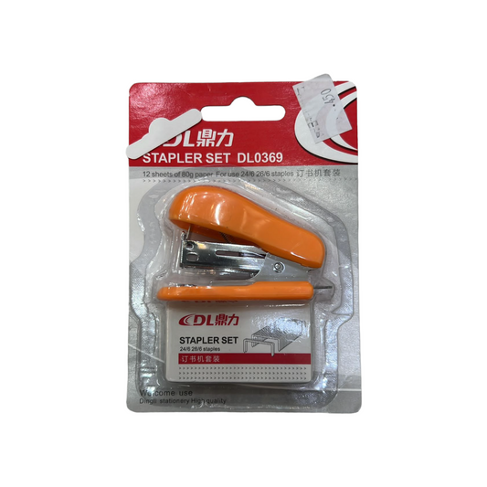 Mini Stapler Set DL0369 Orange Color || طقم دباسه صغيره لون برتقالي 