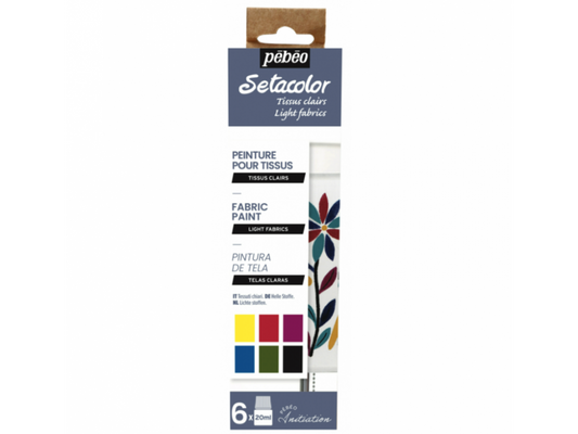 Pebeo Setacolor Light Fabrics Set 6 Colors 20 ml || مجموعه الوان بيبيو سيتاكولور الفاتحه 6 لون حجم 20 مل