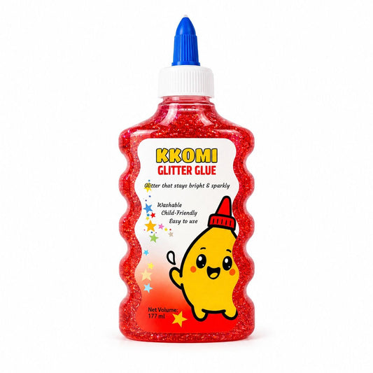 Kkomi Glitter Glue 177 ml - Red || صمغ جليتر Kkomi سعة 177 مل - أحمر