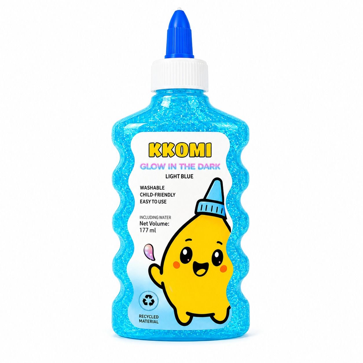 Kkomi Glow in the Dark Glue 177 ml - Light Blue
