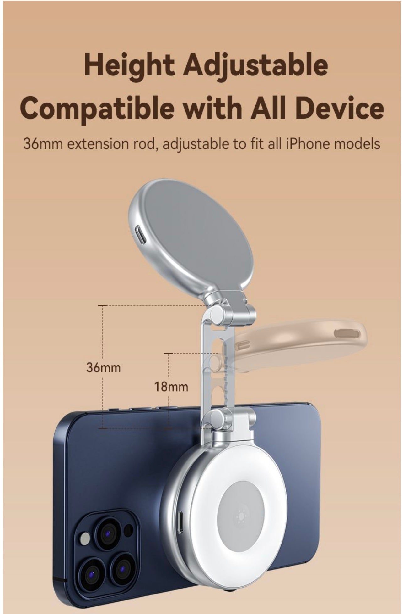 SMQ-TELESIN Portable Beauty Magnetic Fill Light – Model S5-BGD-01 || إضاءة مغناطيسية محمولة للموبايل من SMQ-TELESIN – الموديل S5-BGD-01