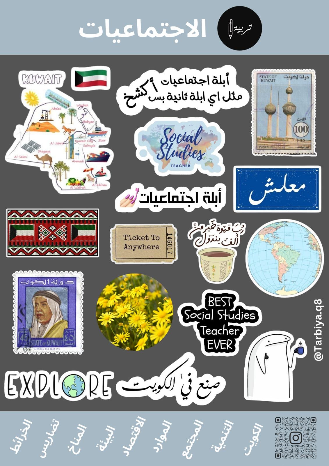 Education Stickers Social Studies || ستيكرات كلية التربية تخصص اجتماعيات