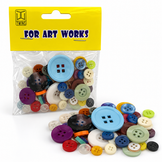 TWINS DIY Craft Buttons – Mixed Colours – Large & Small || أزرار توينز للأشغال اليدوية – ألوان متنوعة بأحجام كبيرة وصغيرة