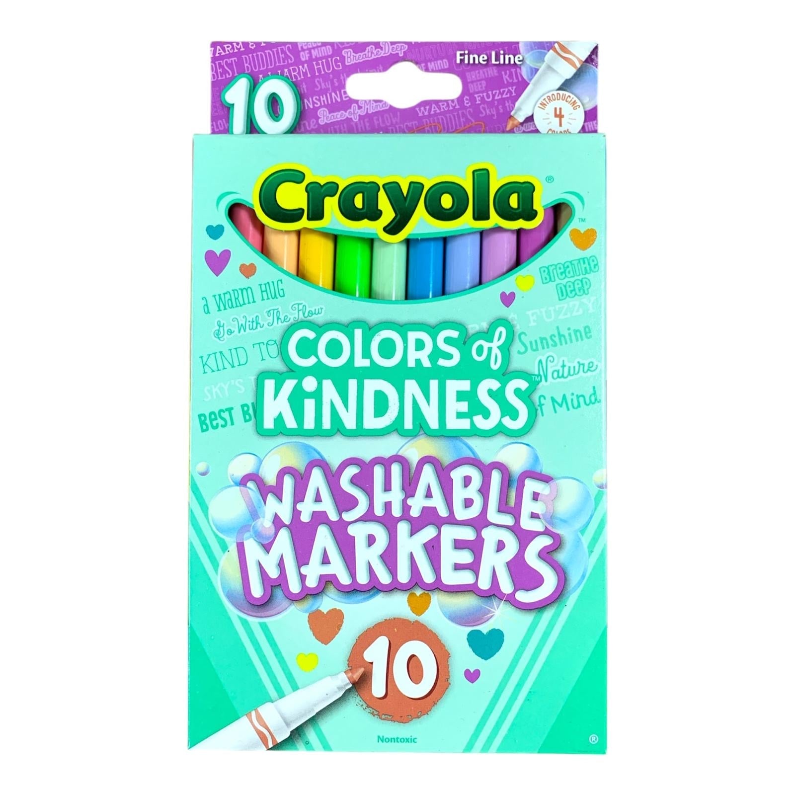 Crayola Colors of Kindness Washable Markers Fine Line 10 Colors || الوان كرايولا شينية كولورز اوف كايندنس واشابل خط رفيع